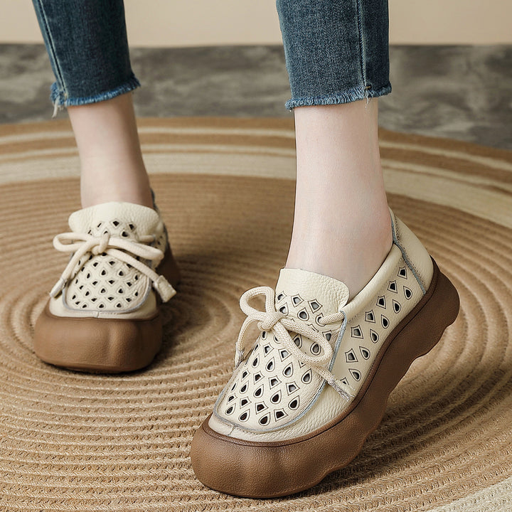 Genuine Leather Platform Loafers