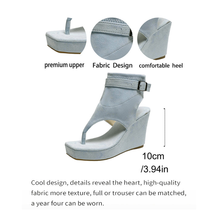 Plus Size Suede Platform Wedge Toe Loop Sandals