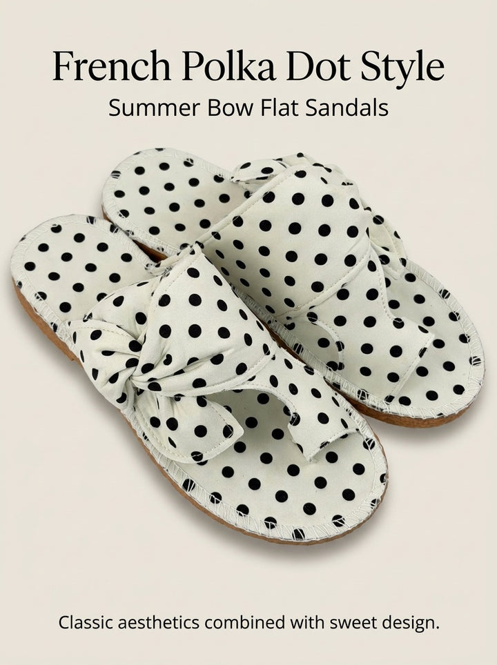 Retro Polka Dot Bow Sandals