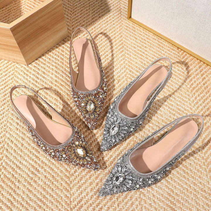 Crystal Embellished Slingback Flats