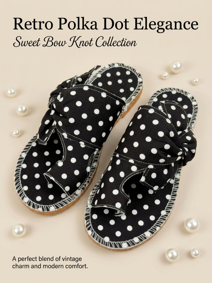 Retro Polka Dot Bow Sandals