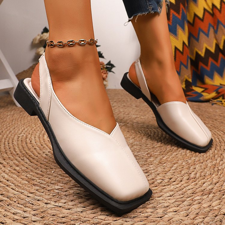 Square Toe Slingback Flats