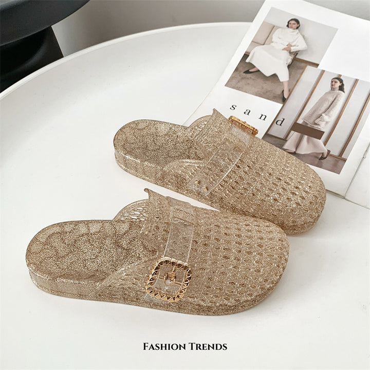 Transparent Closed Toe Mule Sandals