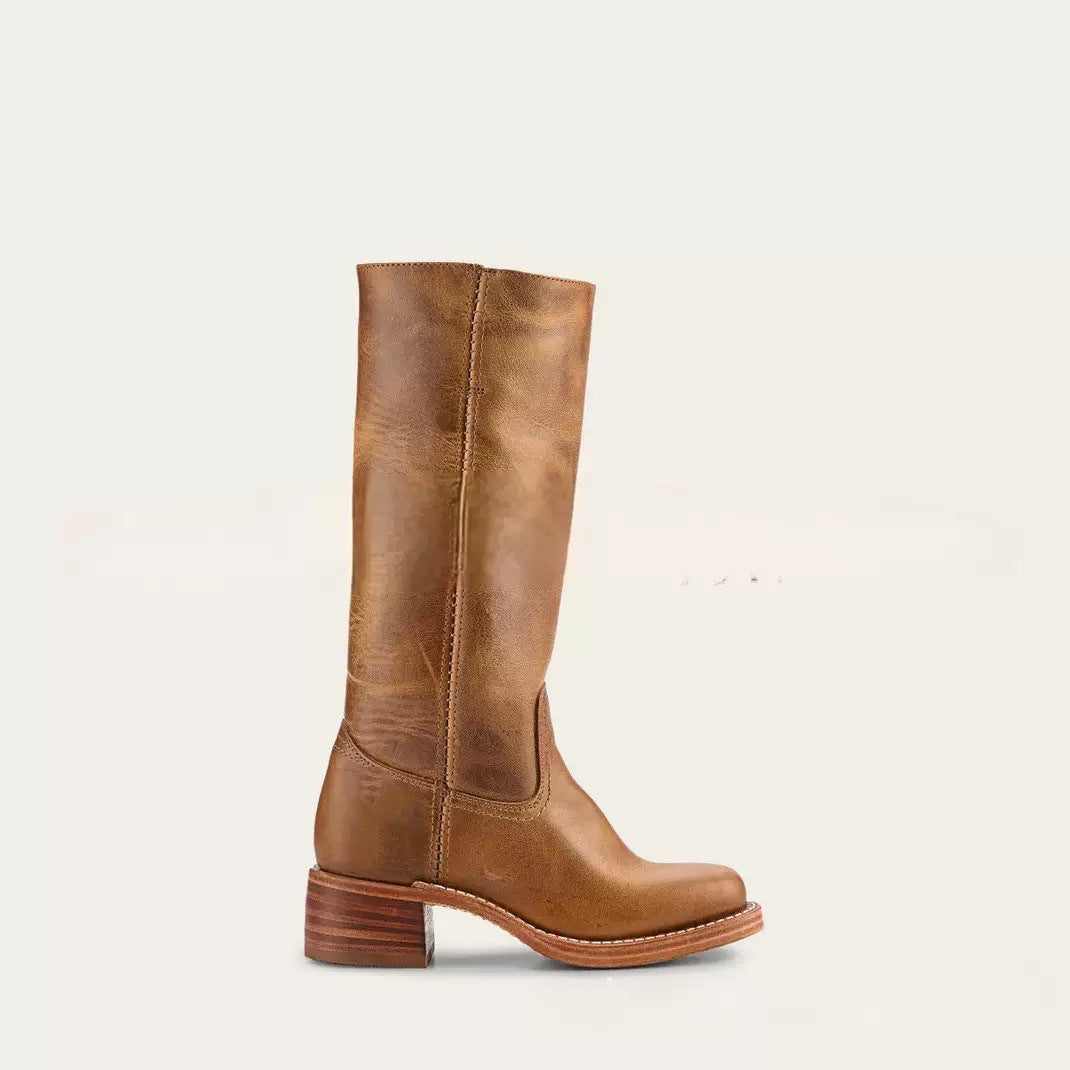 Vintage Side Zip Platform Riding Boots