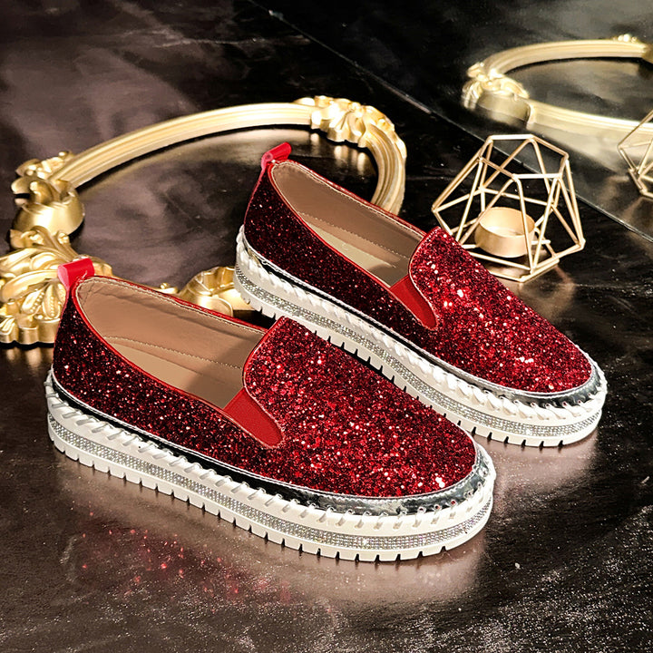 Rhinestone Platform Slip-On Sneakers