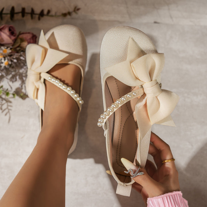 Pearl Bow Slingback Flats