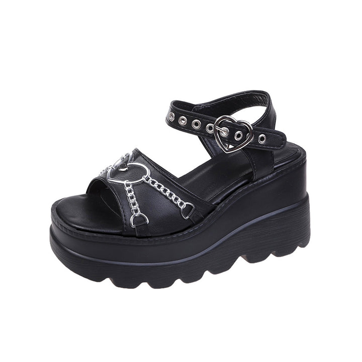 Lolita Heart Chain Platform Wedge Sandals
