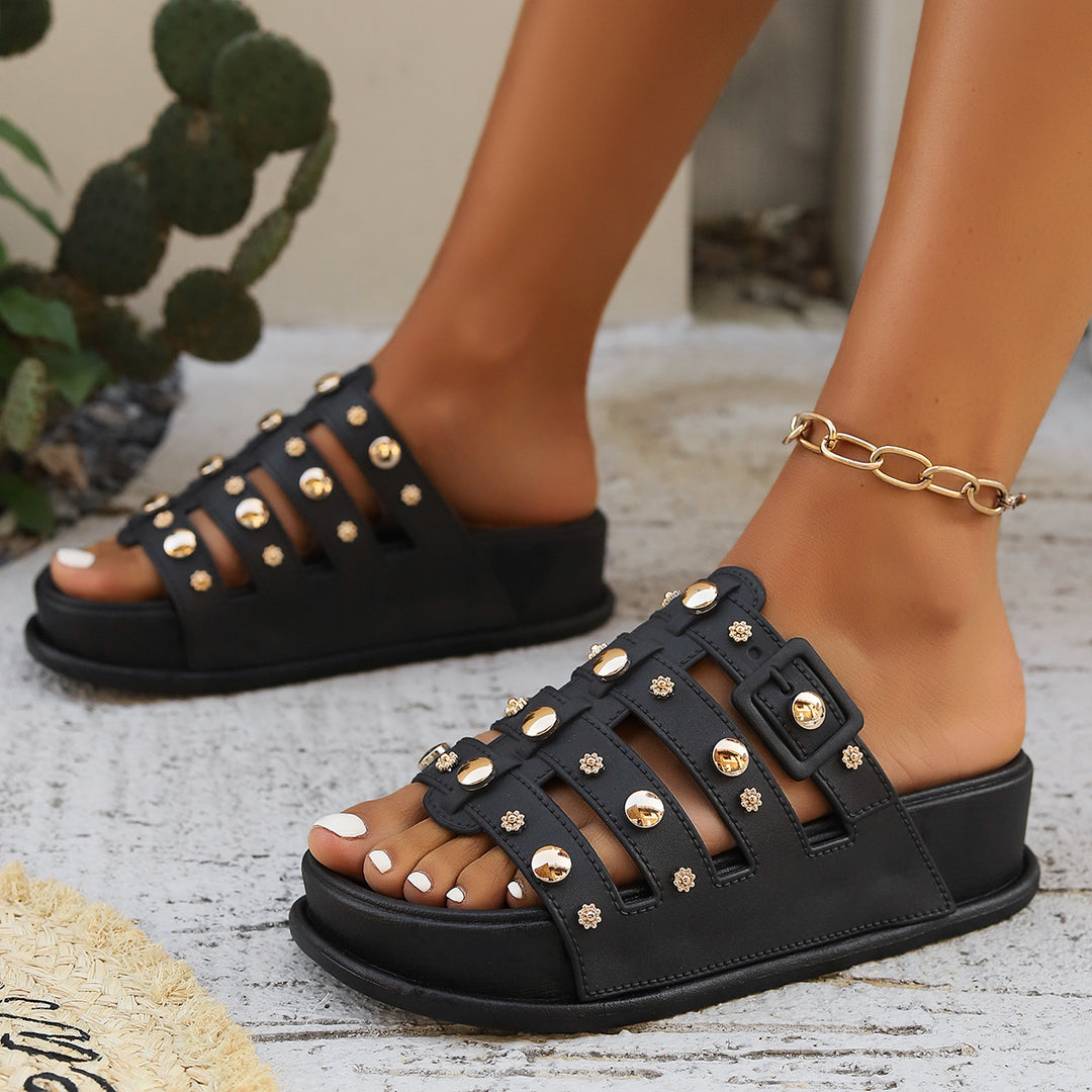 Studded Platform Slide Sandals