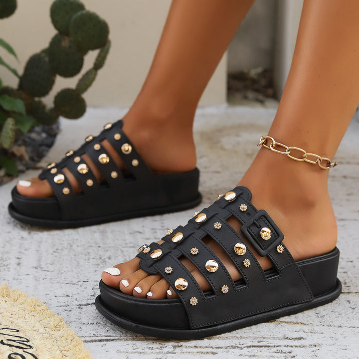 Studded Platform Slide Sandals
