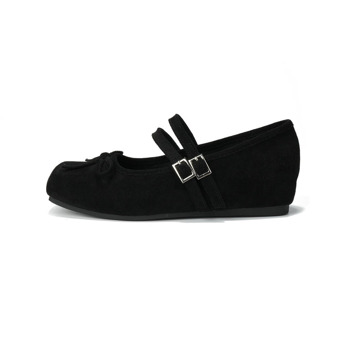 French Bow Hidden Wedge Mary Jane Flats