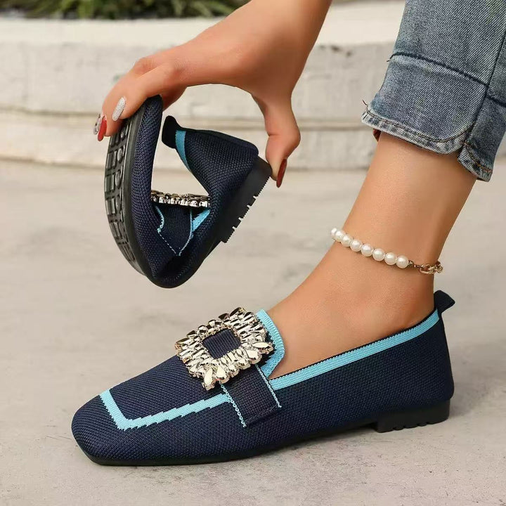 Rhinestone Knit Slip-On Ballet Flats
