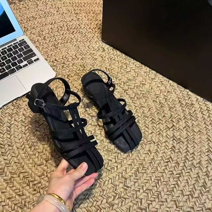 French Square Toe Slingback Sandals