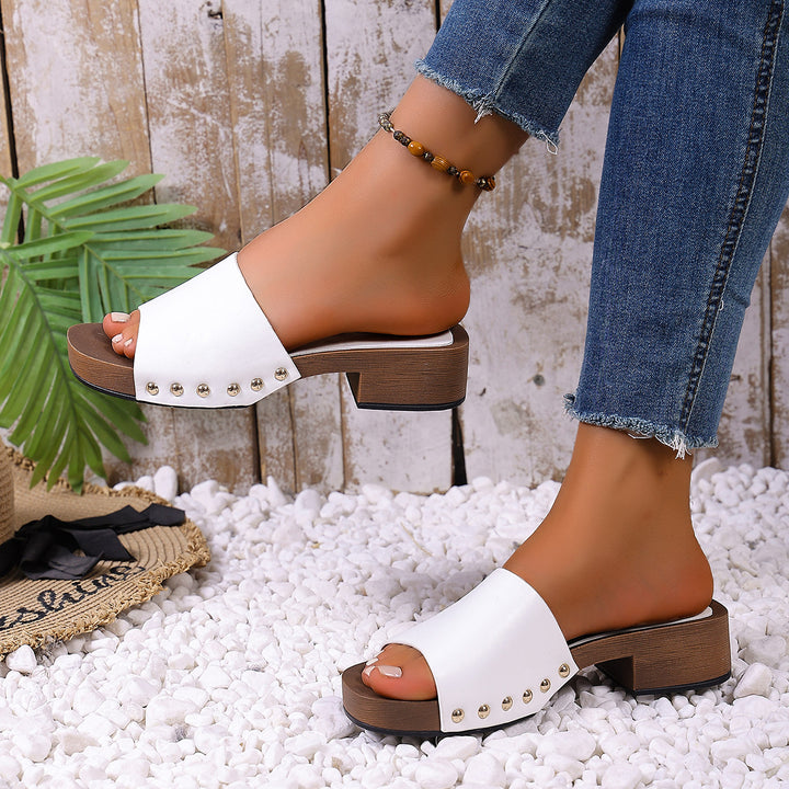 Studded Block Heel Sandals