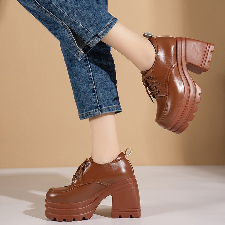 Chunky Platform Lace-Up Pumps