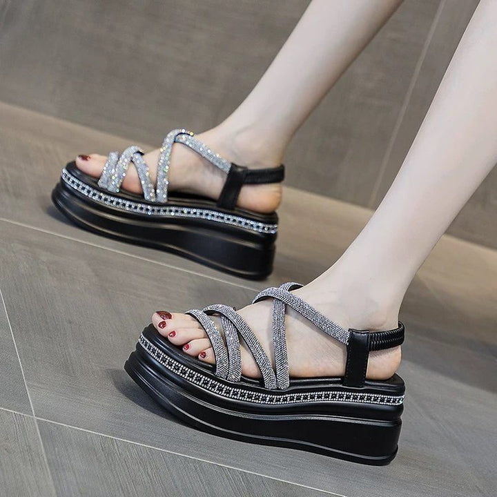 Rhinestone Platform Roman Sandals
