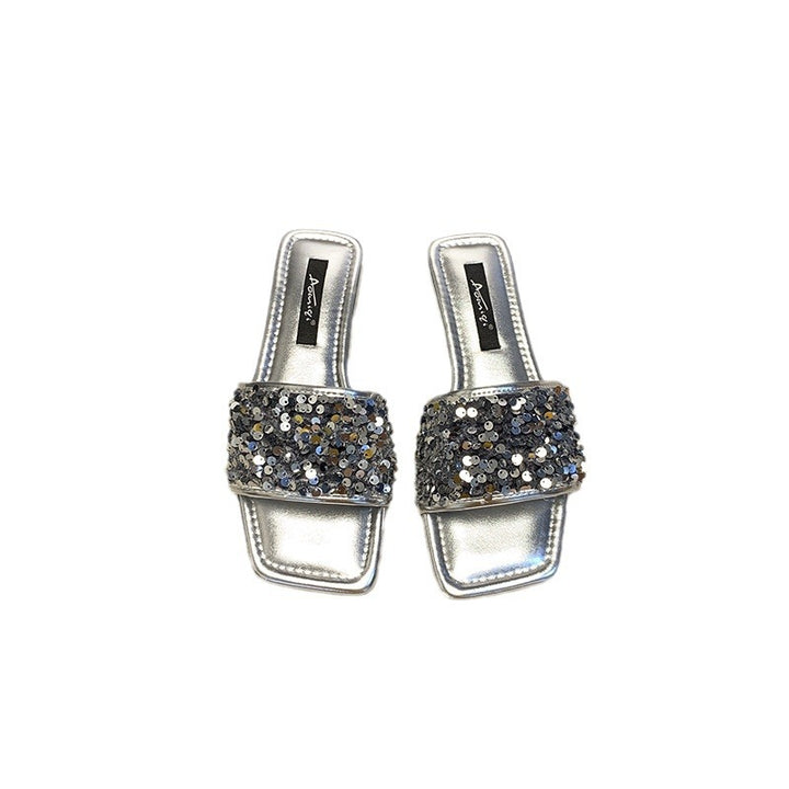 Glitter Slide Sandals for Women