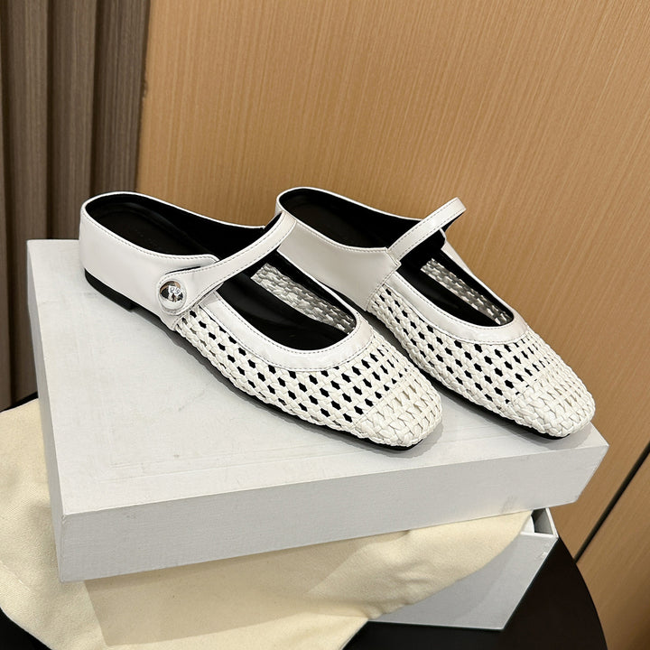 Woven Cut-Out Slingback Flats