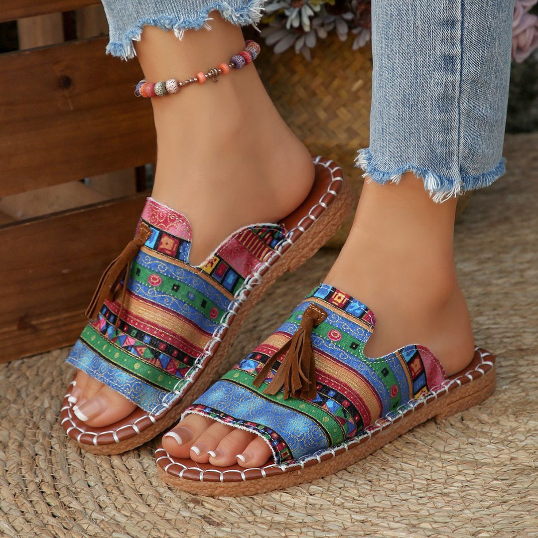 Boho Tassel Slide Sandals