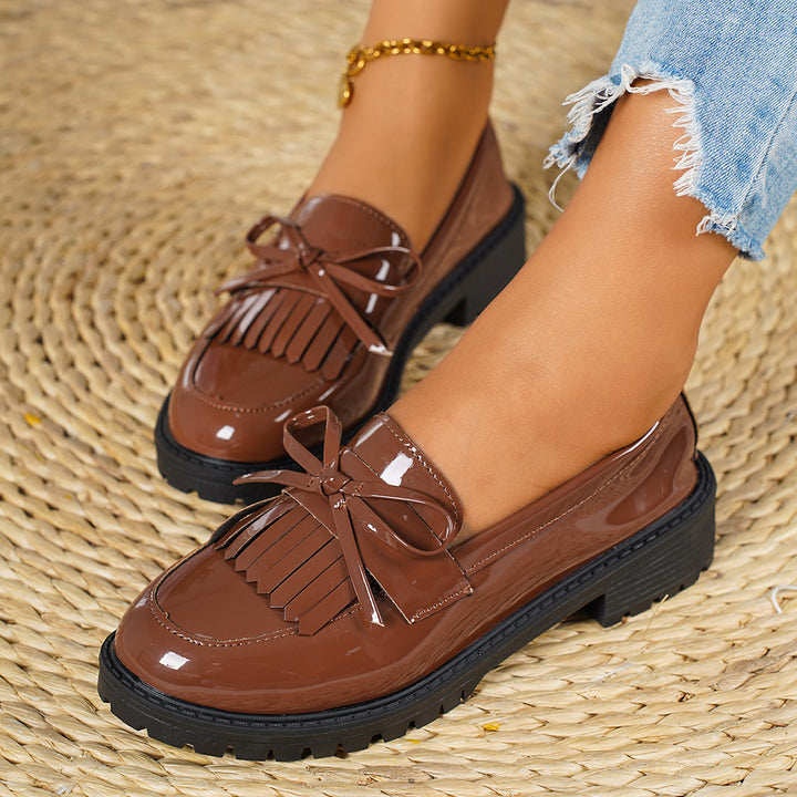 Patent Leather Bow Mary Jane Loafers