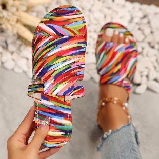 Colorful Strappy Flat Sandals