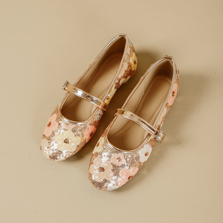 Floral Sequin Mary Jane Flats