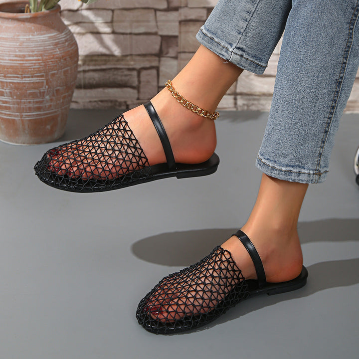 Mesh Closed-Toe Slide Sandals