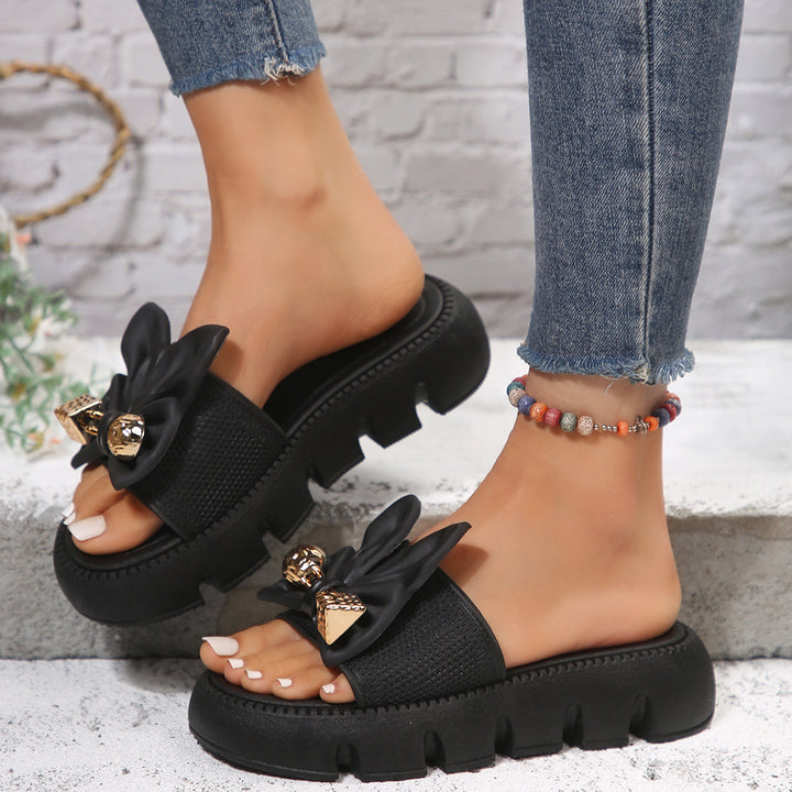 Bow Platform Slide Sandals