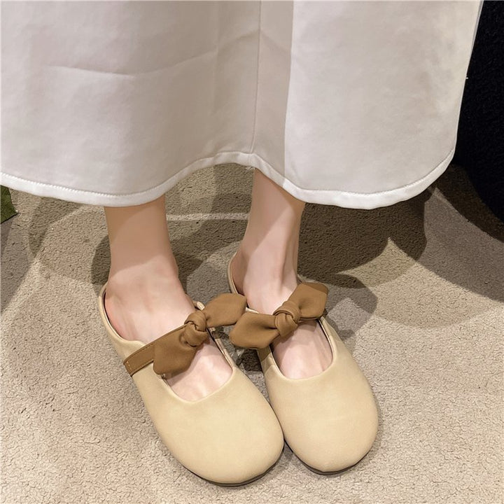 Bow Closed Toe Mule Flats