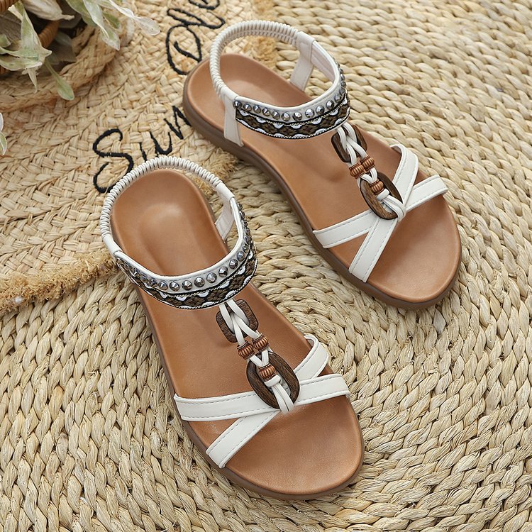 Rhinestone Flat Slide Sandals for Women