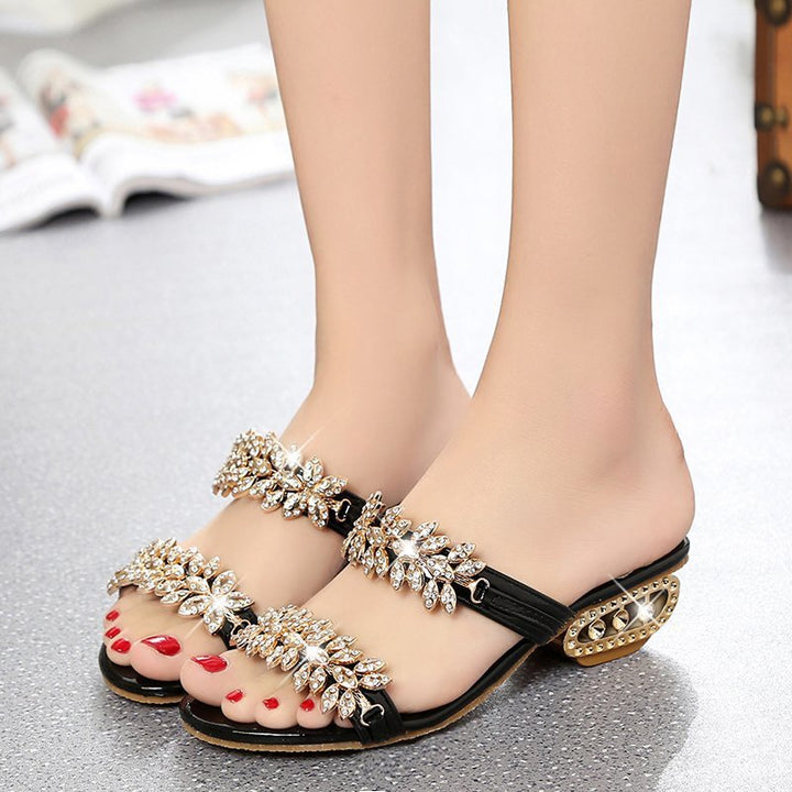 Crystal Block Heel Sandals