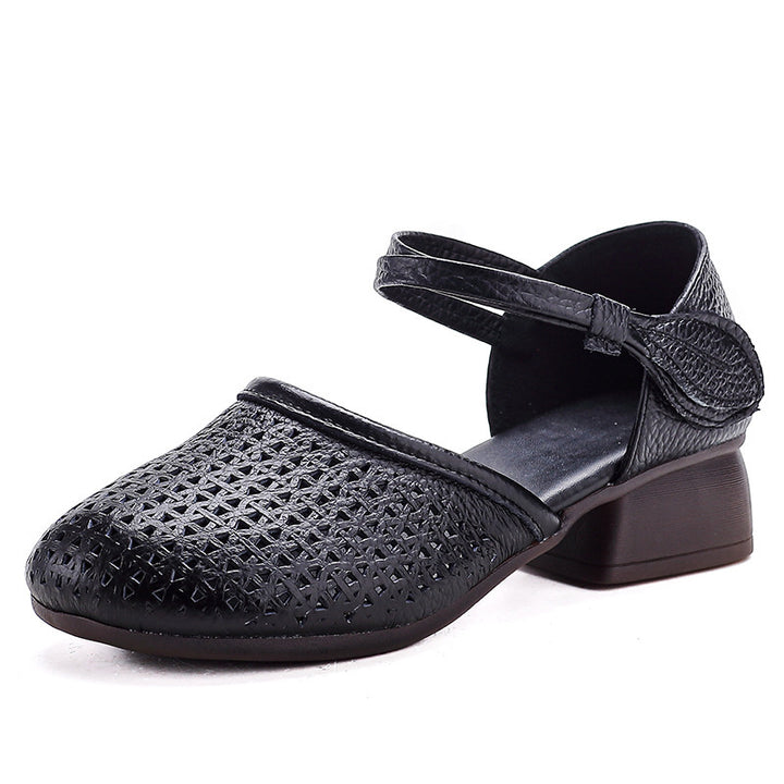 Genuine Leather Cutout Comfort Sandals
