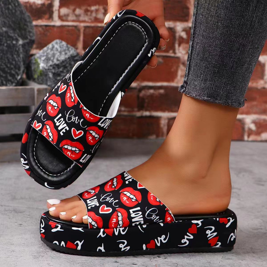 Round-Toe Platform Slide Sandals