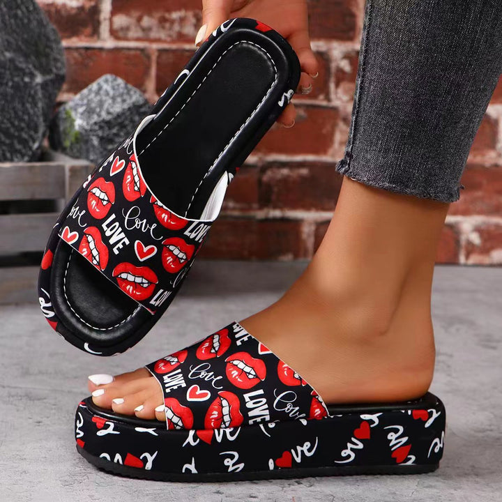Round-Toe Platform Slide Sandals
