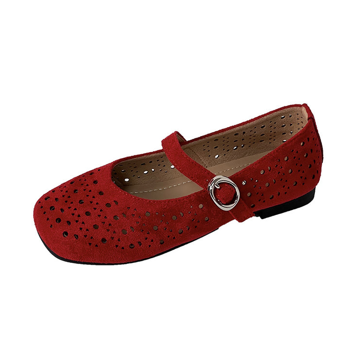Leather Cutout Mary Jane Platform Flats