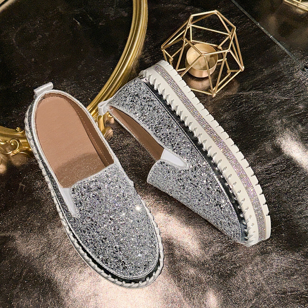 Rhinestone Platform Slip-On Sneakers