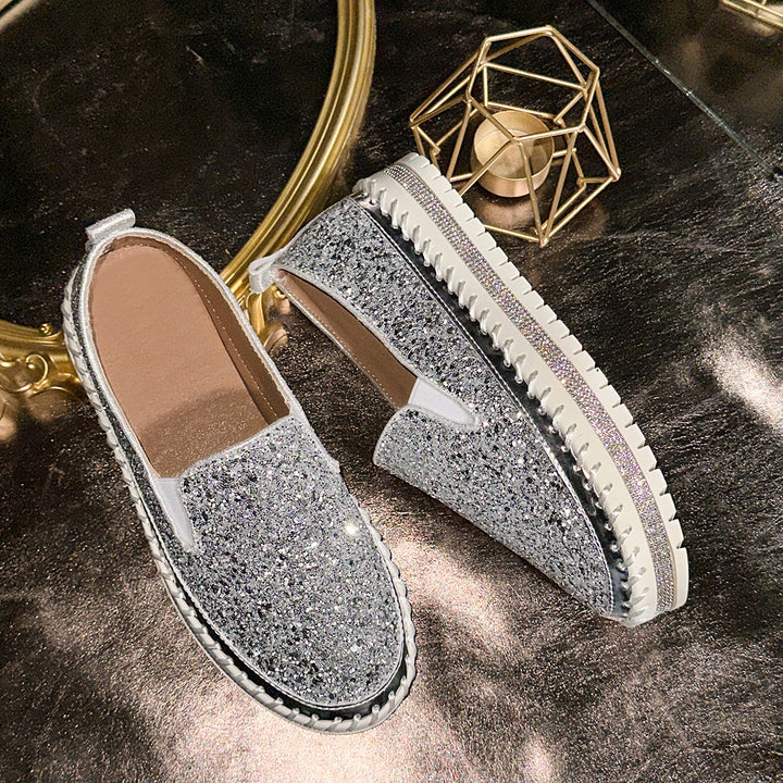 Rhinestone Platform Slip-On Sneakers