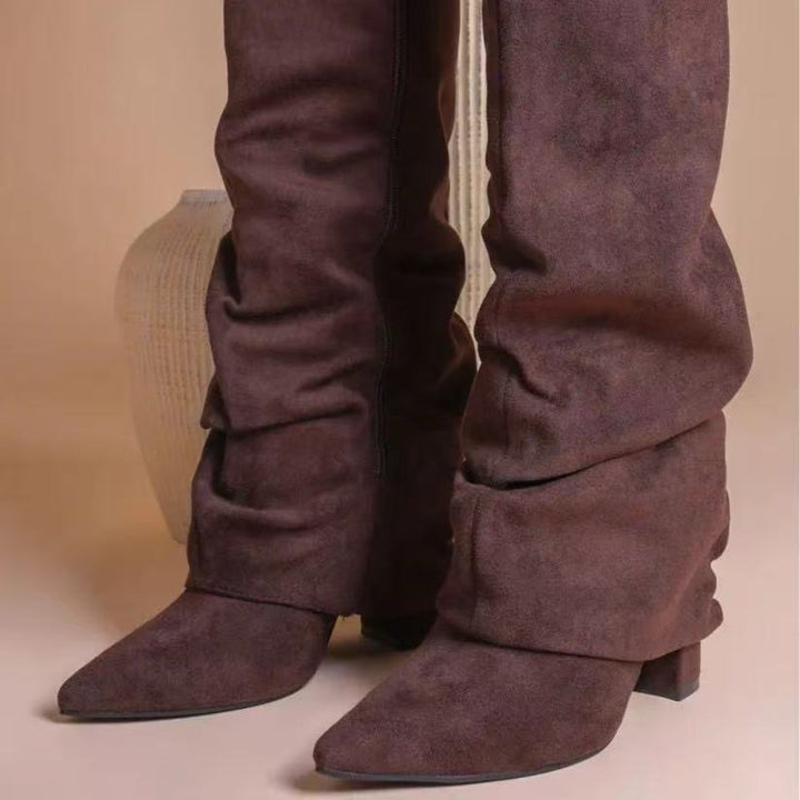 Pointed Toe Slouchy Knee High Boots