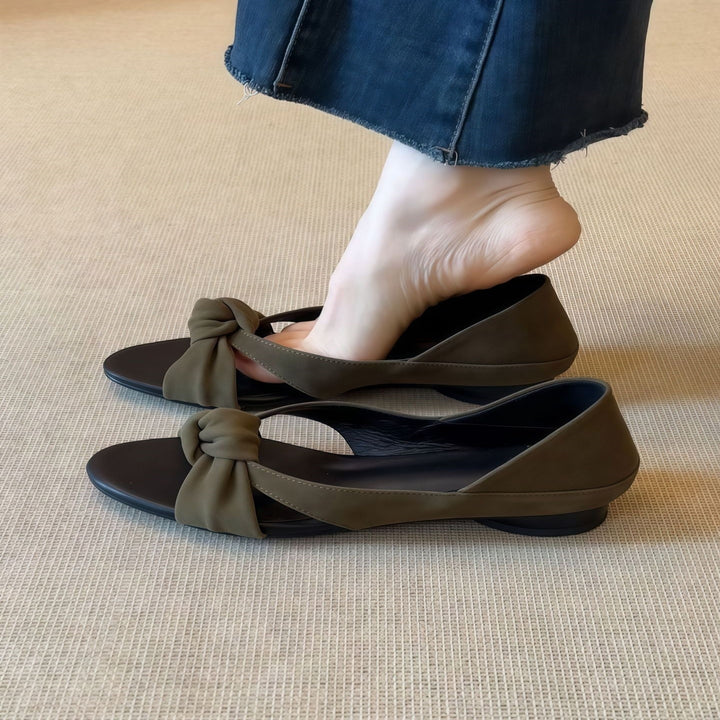 Elegant Bow Knot Slingback Flat Sandals