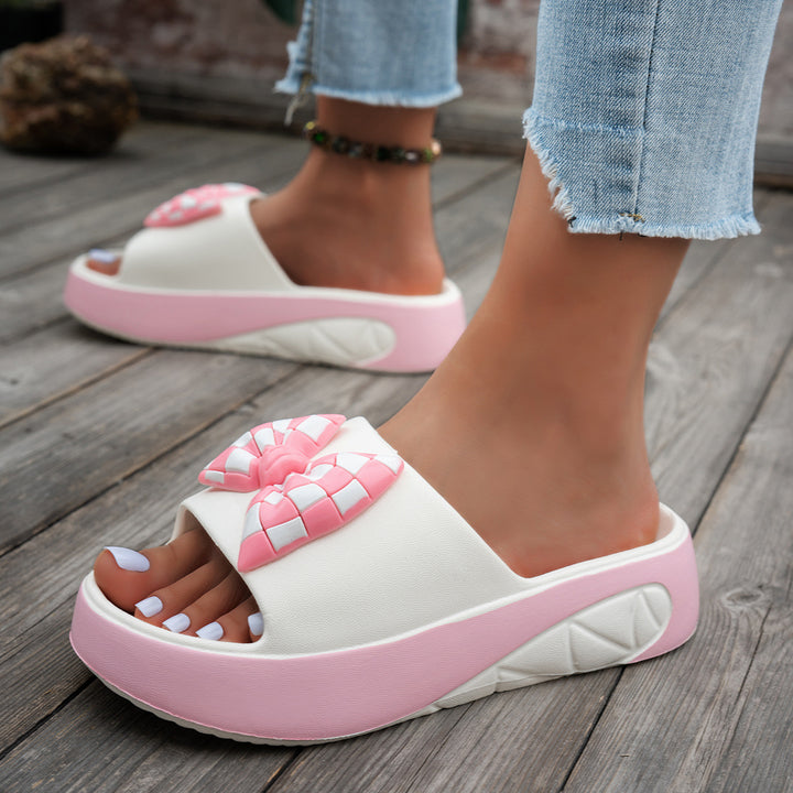 Bow Platform Slide Sandals
