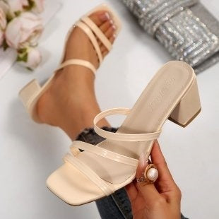 Metallic Strappy Heeled Sandals