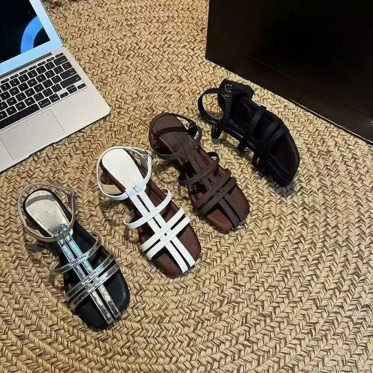 French Square Toe Slingback Sandals