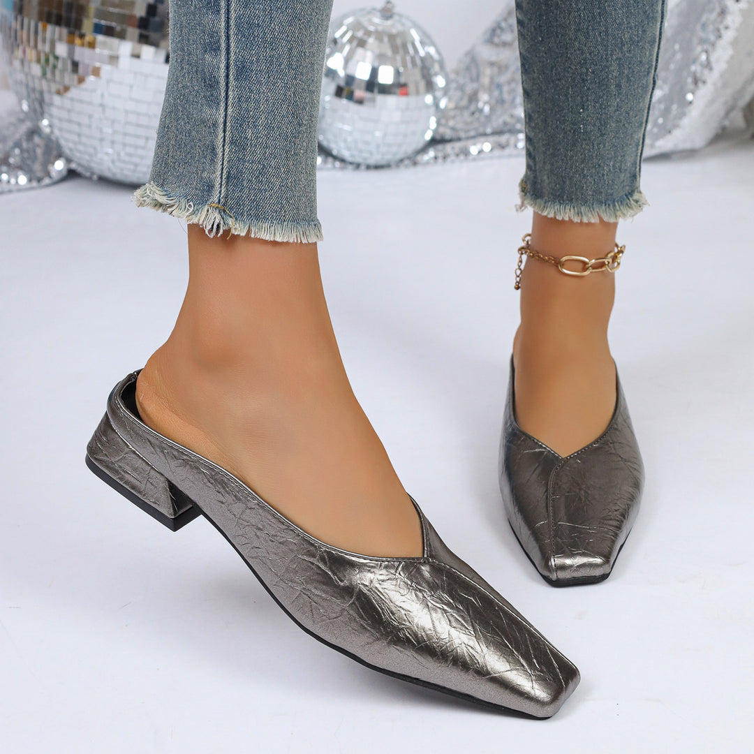 Square Toe Closed Toe Mule Sandals