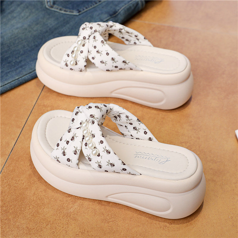 Floral Platform Slide Sandals
