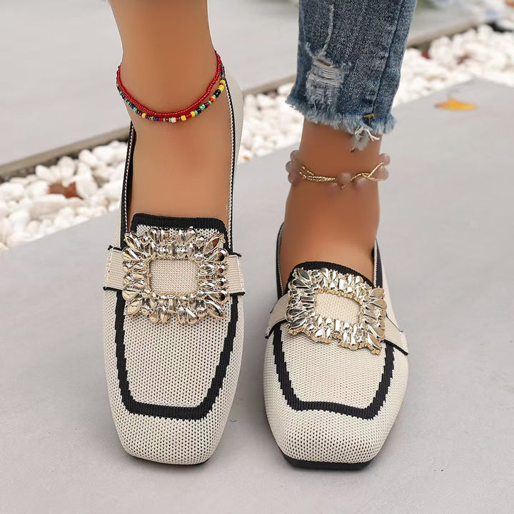 Rhinestone Knit Slip-On Ballet Flats