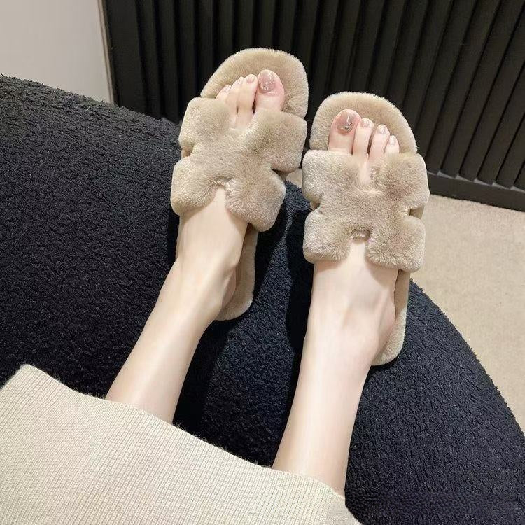 Faux Fur Slide Sandals