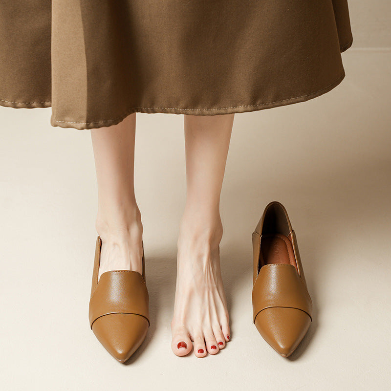 Soft Leather Pointed Toe Comfort Flats