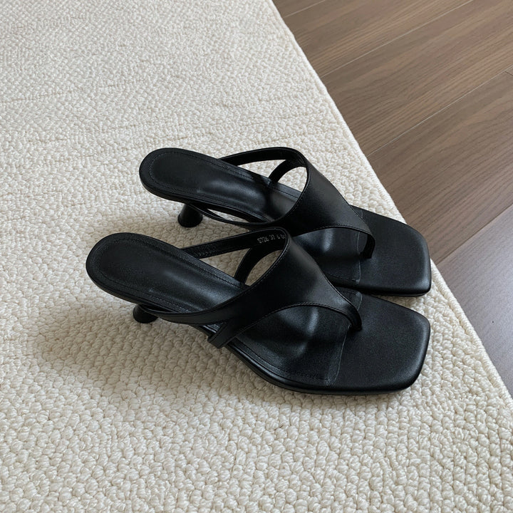 Minimalist Toe Ring Stiletto Mule Sandals