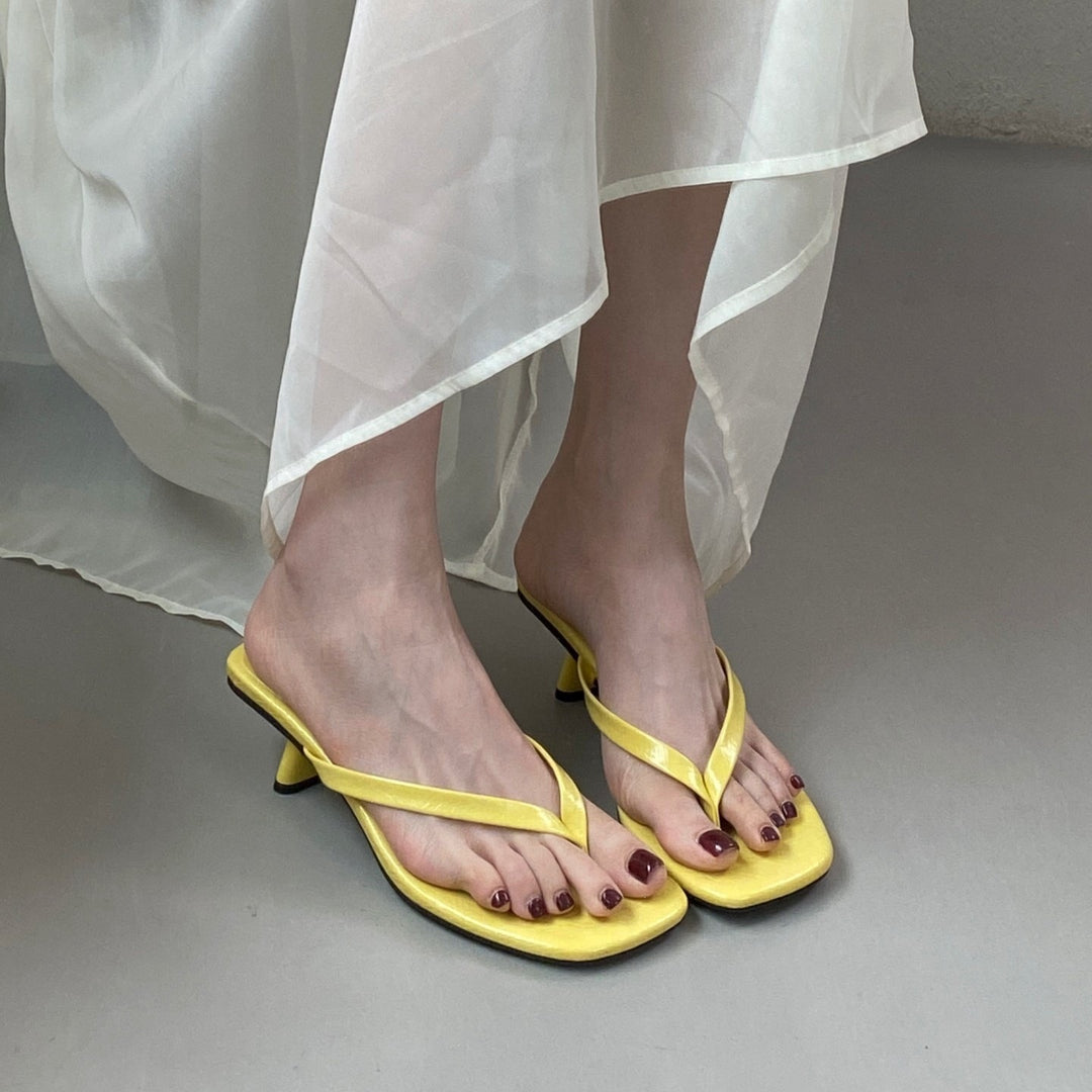 Minimalist Square Toe Kitten Heel Sandals