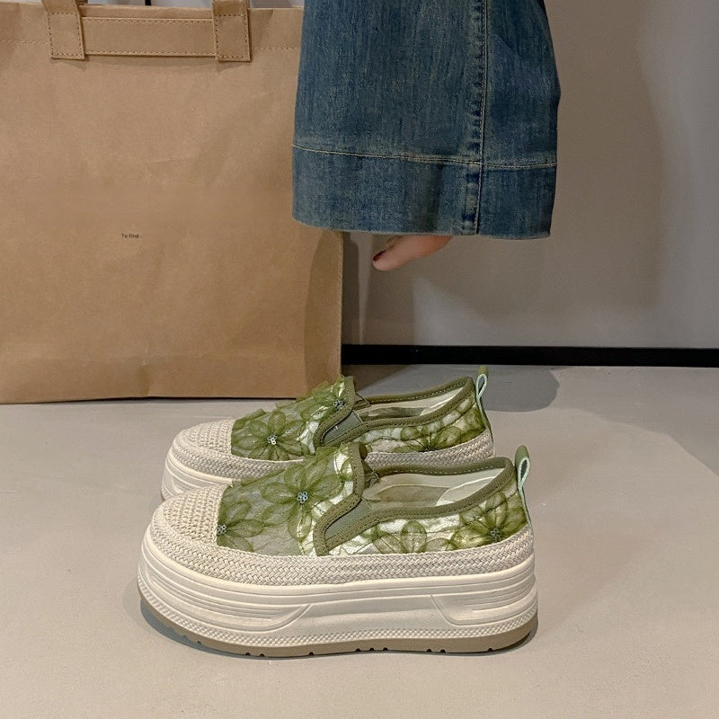 Lace Platform Slip-On Sneakers