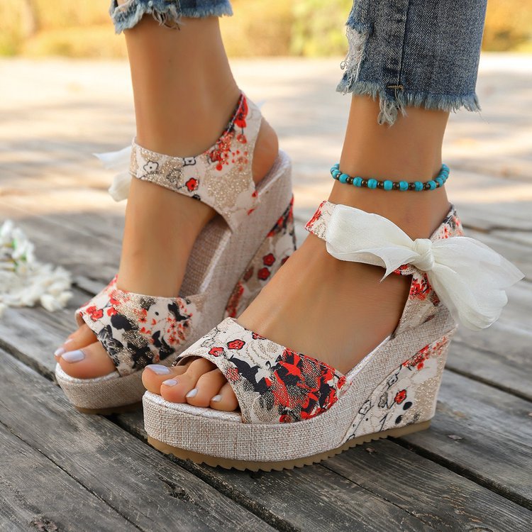 Floral Wedge Sandals